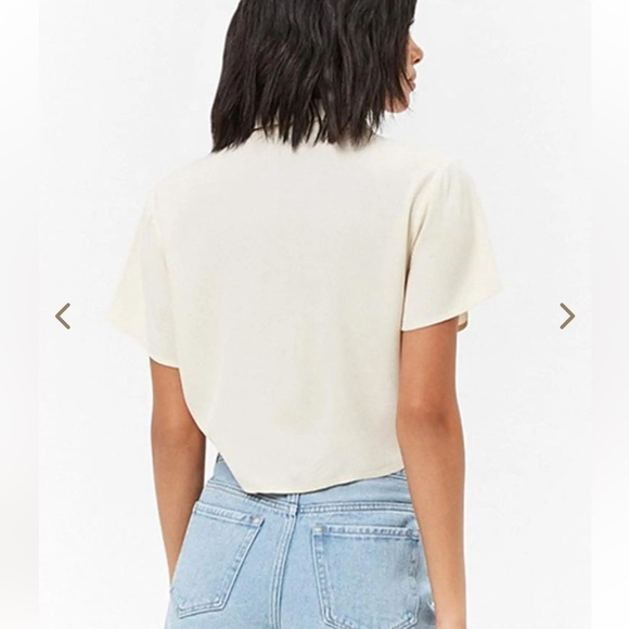 Cream Tie-Front Women's Top - Picture 4 of 4